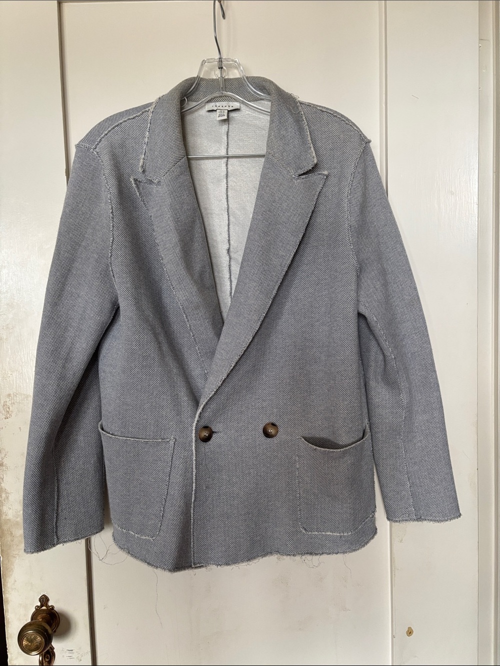 Topshop US 8/UK 12 gray blazer with raw edges